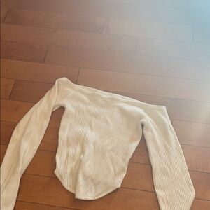 Garage Off-Shoulder Ribbed Top - Cream